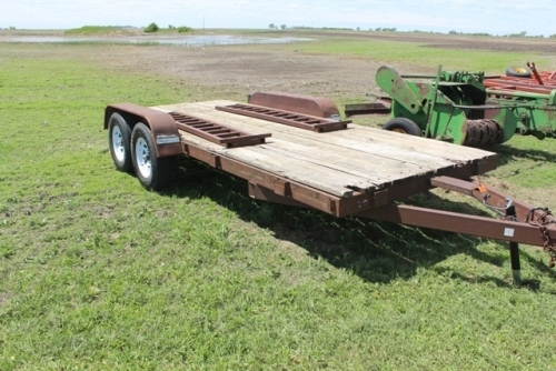 16' CAR HAULER TRAILER W/ HEAVY RAMPS, NEW AXLES & WHEELS, 235/80/16 RUBBER