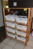 SHELF W/ WINE RACK, WHITE BASKETS
