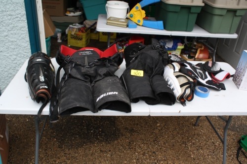 HOCKEY PANTS, SHOULDER PADS, SHIN PADS