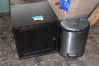 CABINET & GARBAGE CAN