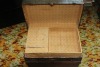 SMALL BROWN WOODEN CHEST W/ SHELF - 3