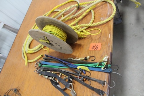 ASSORTMENT OF ROPE, TARP STRAPS