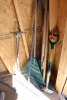 2 - SHOVELS, RAKE, HOE, EDGER, BROOM, 2 - SPRINKLERS