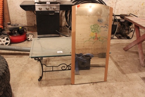 COFFEE TABLE, MIRROR, 2 - WOOD STOOLS
