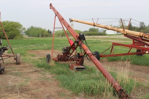 7" X 51' SAKUNDIAK AUGER W/ HOMEBUILT HYD. MOVER & 18 HP KOHLER MOTOR