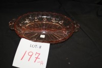 pink divided oval depression glass dish