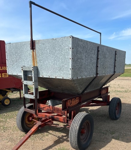 GALVANIZED HOPPER ON 4 WHEEL TRAILER