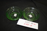 2 depression glass "block optic" small bowls