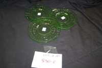 3 depression glass "block optic" plates