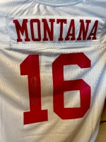 SAN FRANCISCO 49ERS JOE MONTANA SIGNED JERSEY & NFL GAME BALL