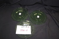 3 depression glass "block optic" plates