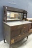 ANTIQUE OAK HUTCH W/ BEVELED GLASS MIRROR