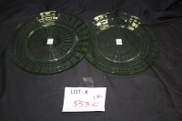 2 depression glass "block optic" plates