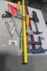 CLAMPS, LASER LEVEL, SQUARES, HAMMER