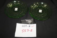 2 depression glass "block optic" saucers