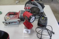 SKIL 18V SKILL SAW, JIG SAW, FLASHLIGHT W/ BATTERY & CHARGER