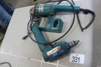 MAKITA DRILL & CHARGER (NO BATTERY), ANGLE GRINDER