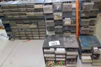 4 - SHOP ORGANIZERS W/ MISC. SHOP SUNDRY