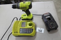 RYOBI 18V DRILL W/ BATTERY & 2 CHARGERS
