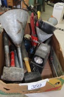 AIR COMPRESSOR, WIRE BRUSHES, OIL CANS, FUNNELS