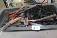 ASSORTMENT OF HAMMERS, WELDING HAMMERS, SAW, TIE DOWN