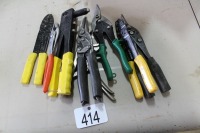 ASSORTMENT OF TIN SNIPS, PLIERS, POP RIVETER
