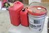 PAIL OF 80/90 GEAR OIL, 2 - GAS JUGS