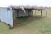 20' CALF SHELTER W/ STEEL PIPE FRAME (NEEDS TIN REPAIR)