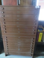 WOOD CABINET W/ AUTOMOTIVE GASKETS