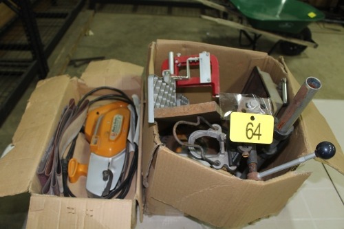 DRILL MOUNT, MITRE BOX, SAW BLADES, BELT SANDER