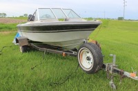 EDSON 14' RESORTER W/ 2 STROKE 50 HP MERCURY, 12 VOLT TROLLING MOTOR, PADDLES, TACKLE