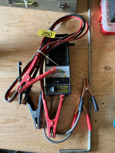 Battery tester and booster cables