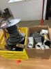 Assortment of plumbing supplies and hammers and wire
