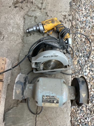 Electric, circular saw, bench grinder