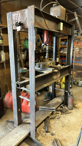 Large homemade heavy duty shop press w/cage doors