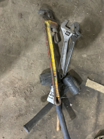 Rubber mallets, crescent wrench and ridgid pipe wrench