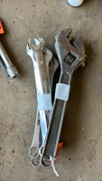 Assortment of wrenches, 2 large crescent wrenches