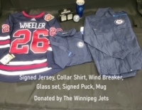 signed jets jersey collar shirt signed puck windbreaker glass set mug""