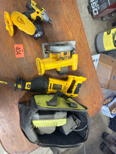 Dewalt tools (no batteries) Ryobi charger and batteries.