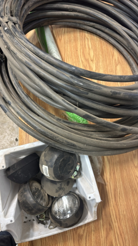 Umbrella,lights,post hole digger,hose