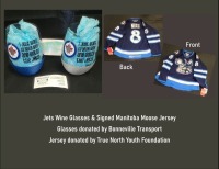 Jets Wine Glasses & Signed Manitoba Moose Jersey