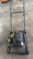 Yardworkers push lawnmower