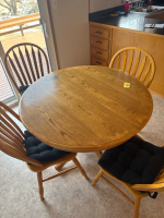 Oak table 6 chairs 1-leaf