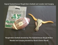 Roughriders Football & Wooden Bull Hanging