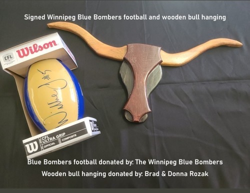 Blue Bombers Football & Wooden Bull Hanging