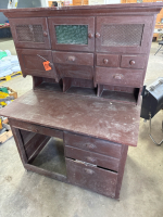 Antique Hutch & 7 pieces of tin