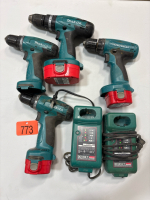 Assortment of Makita drills & chargers