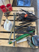 Assortment of crop lifters, threaded rod and bolts