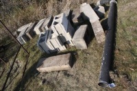 auger spout, cinder blocks, cement blocks