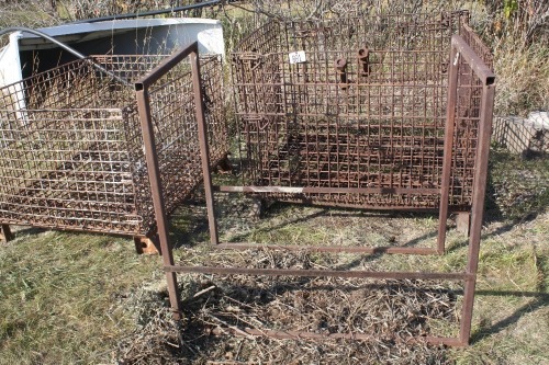 2 - metal mesh crates, metal stand